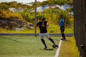 a person playing football